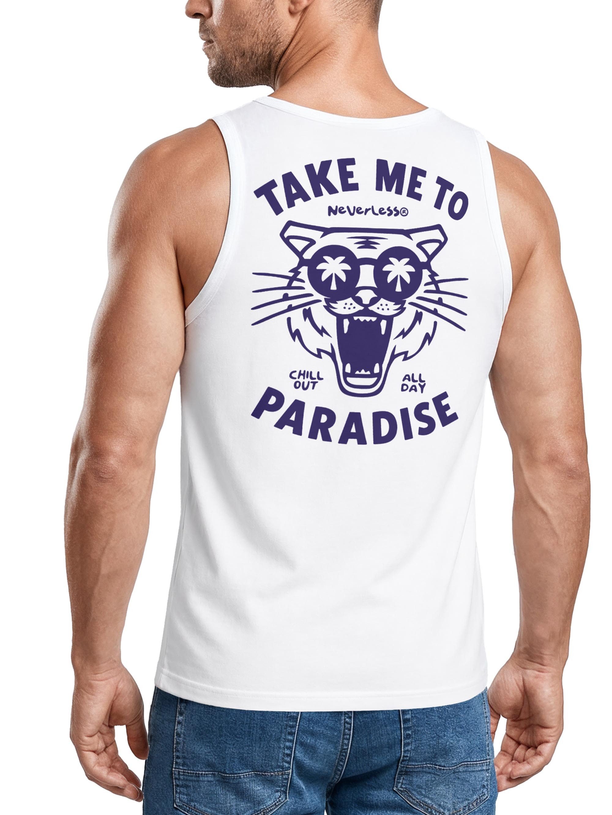 Neverless Tanktop Tanktop Herren mit Grafik-Print - Design Paradise Tiger - Trägershirt mit Print