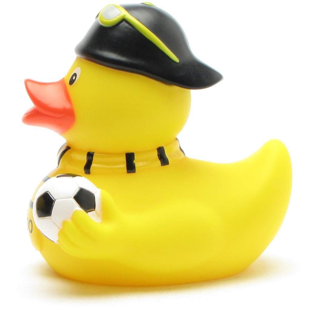 Dortmund - Quietscheente Badeente Duckshop schwarz-gelb Badespielzeug