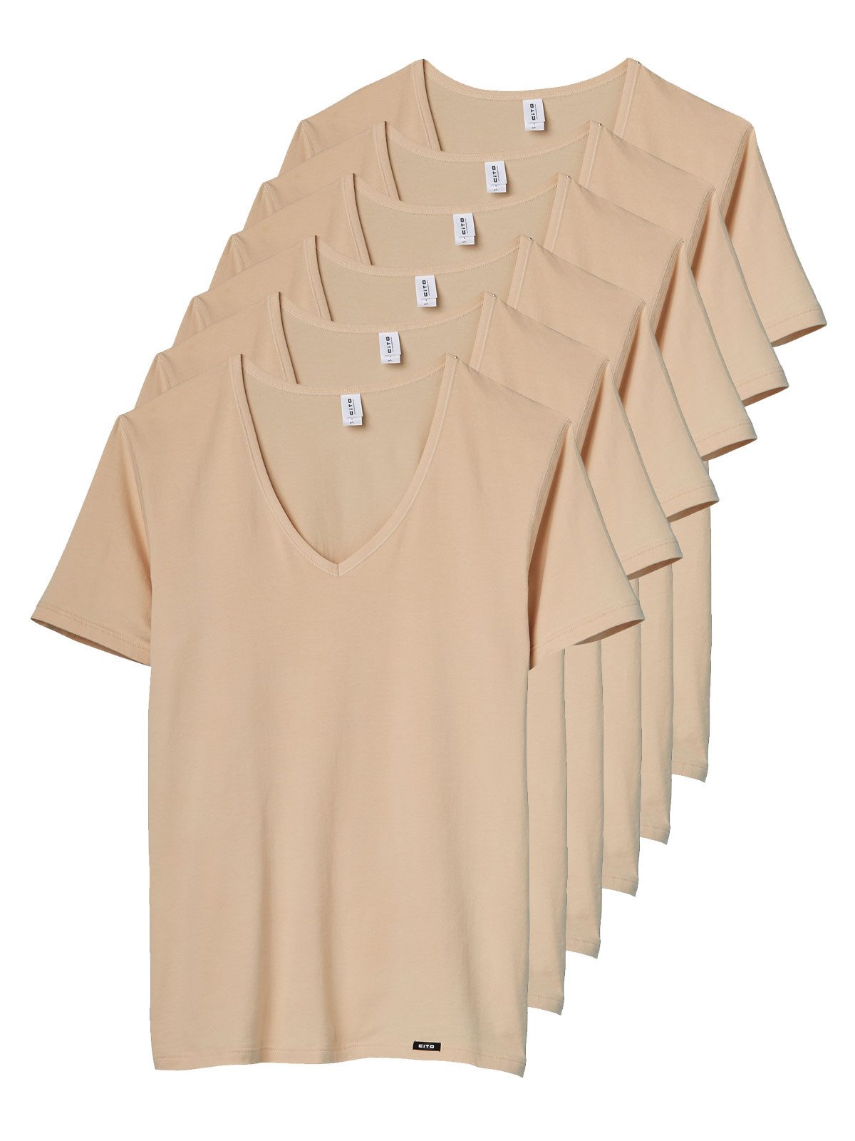 CiTO Unterziehshirt 6er Pack Herren T-Shirt V-Ausschnitt cotton flex (Packung, 6-St)