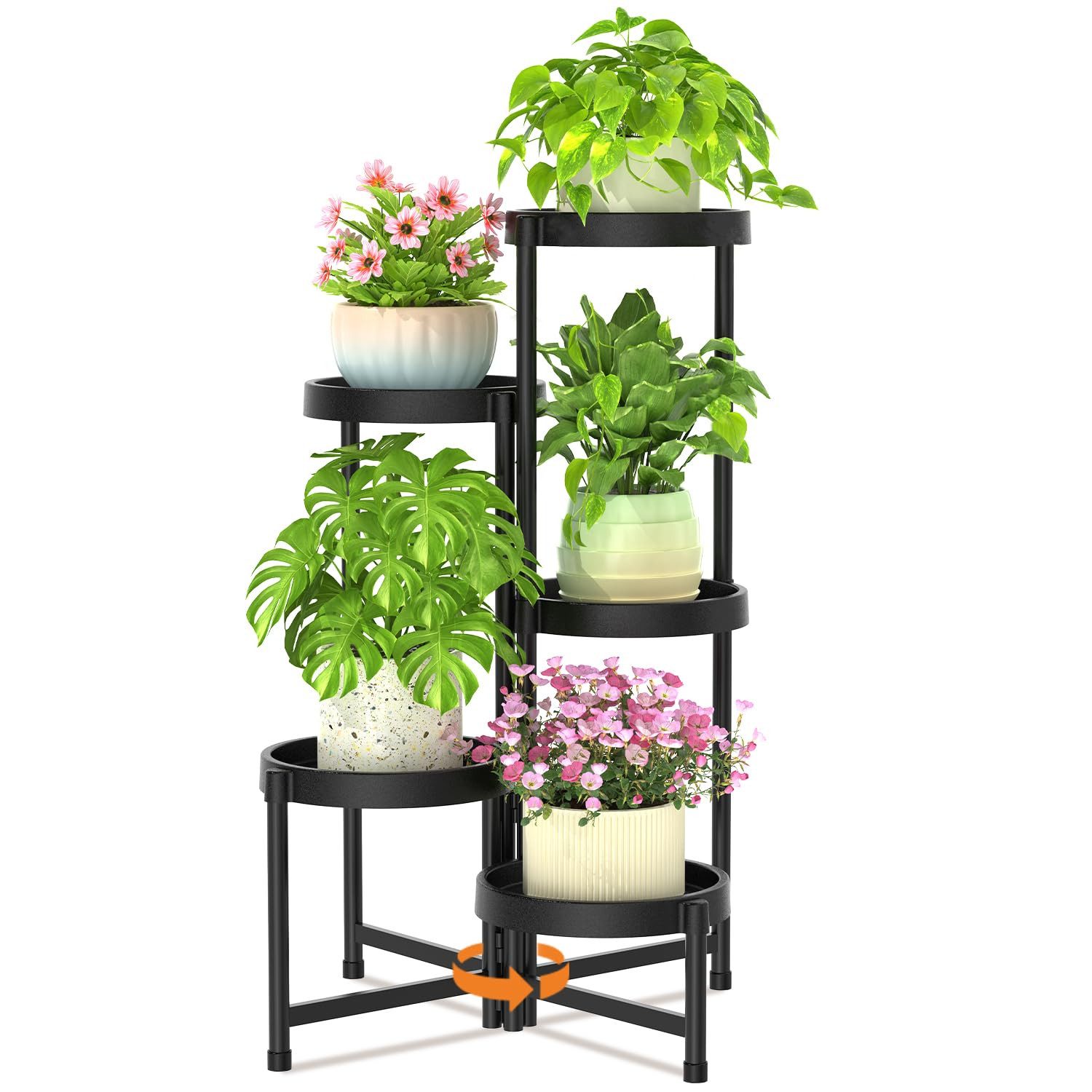 PFCTART Blumenständer 5 Ebenen Pflanzenständer Metall Schwarz (Set, 1 St., Für Wohnzimmer, Balkon oder Ecke – Höhe 79,8 cm), Blumenständer Indoor klappbar – stabiler Pflanzenhalter
