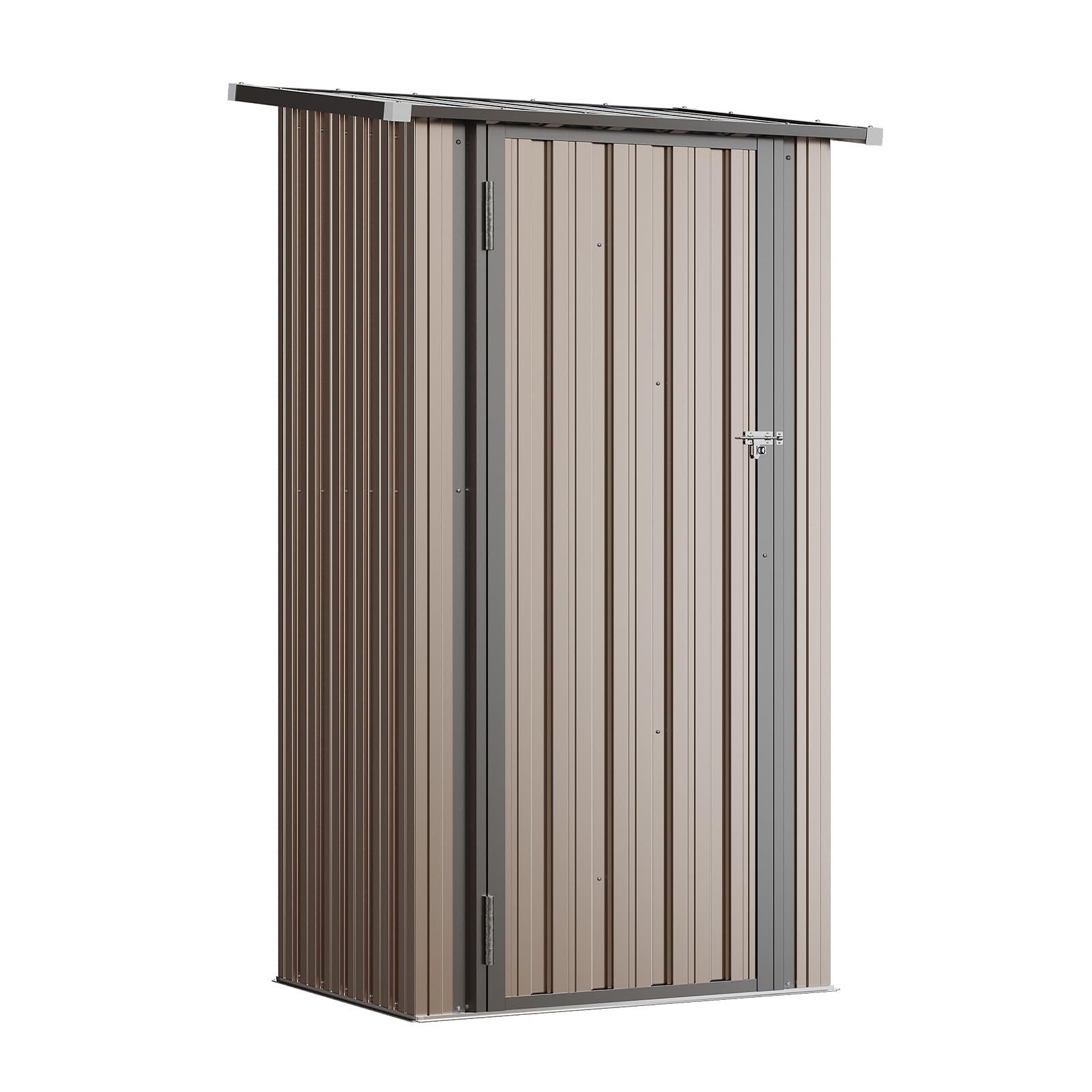 AOXUN Gerätehaus 0,88 m² mit abschließbarer Tür und Pultdach, 88 x 61 x 164 cm, BxT: 88x61 cm, (1 St), Geräteschuppen für Hinterhof, Terrasse und Rasen