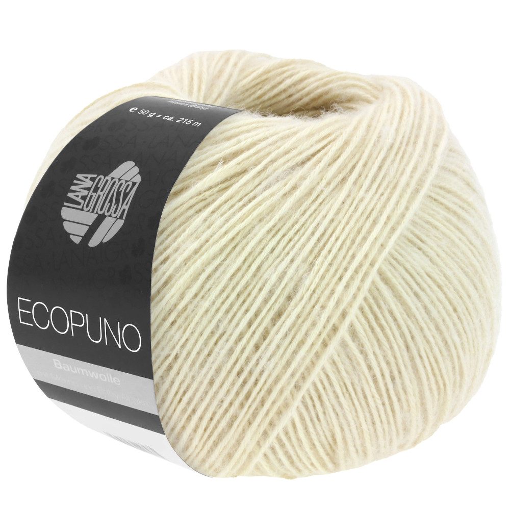 LANA GROSSA ECOPUNO Superweiches Netzgarn aus Baumwolle Häkelwolle, 215 m (72 % Baumwolle kombiniert mit Merino und feinem Alpaka, Superweiches Netzgarn aus Baumwolle, Merino & Alpaka), 50 g