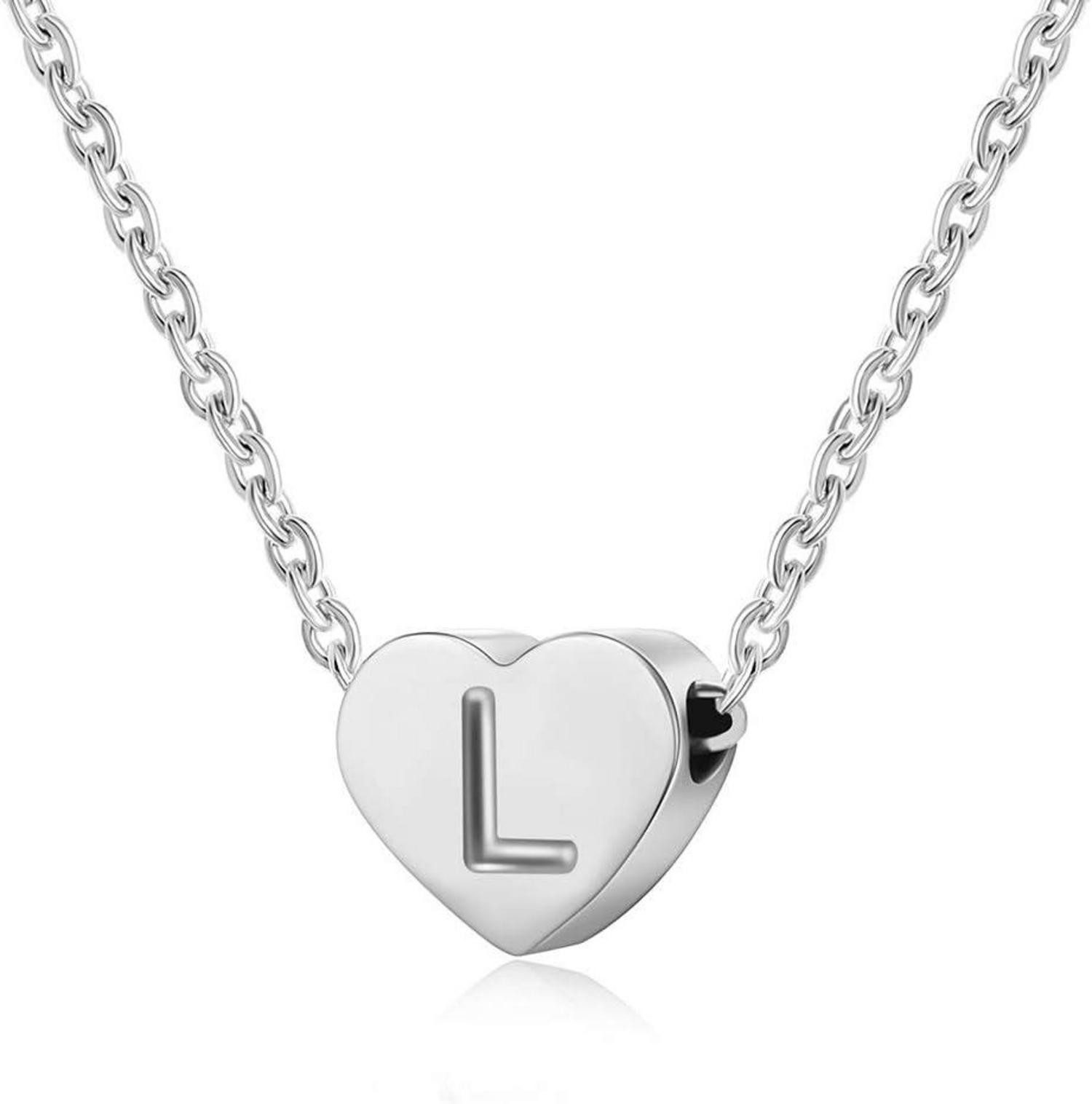 Kette und Anhänger Set Silber Halskette mit Buchstabenherz Anhänger, Initialschmuck