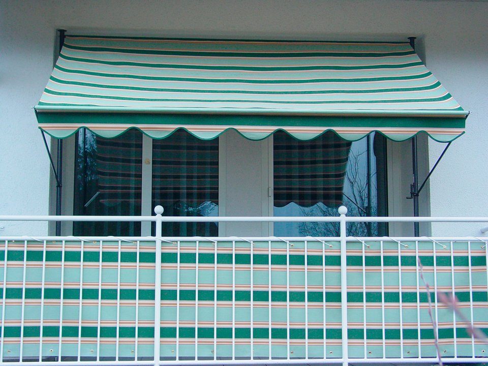 Angerer Freizeitmöbel Klemmmarkise grün-beige, Ausfall: 150 cm, versch. Breiten