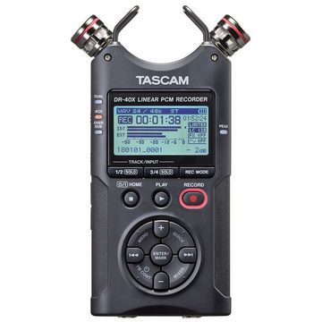 Tascam DR-40X Audio-Recorder Digitales Aufnahmegerät (mit Zubehör-Set)