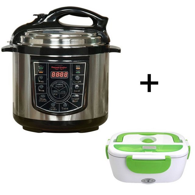 Starlyf Reiskocher Pressure Cooker Set + Elektrische Lunchbox, 800,00 W, Schnellkochtopf, Multikocher, 8 Programme, Antihaftbeschichtung