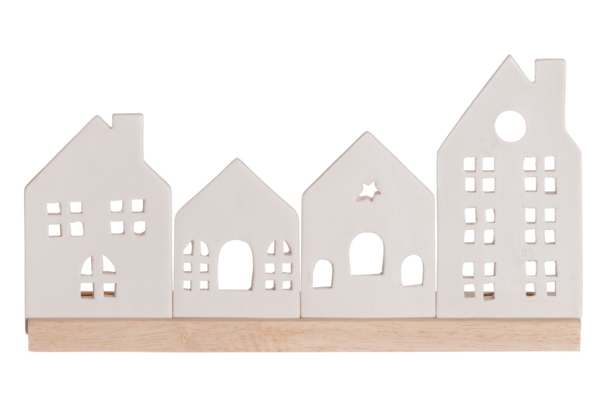 4LIVING Kerzenhalter Kerzenständer Stadt aus Porzellan, 30 x 8 x 16 cm (Kerzenhalter)