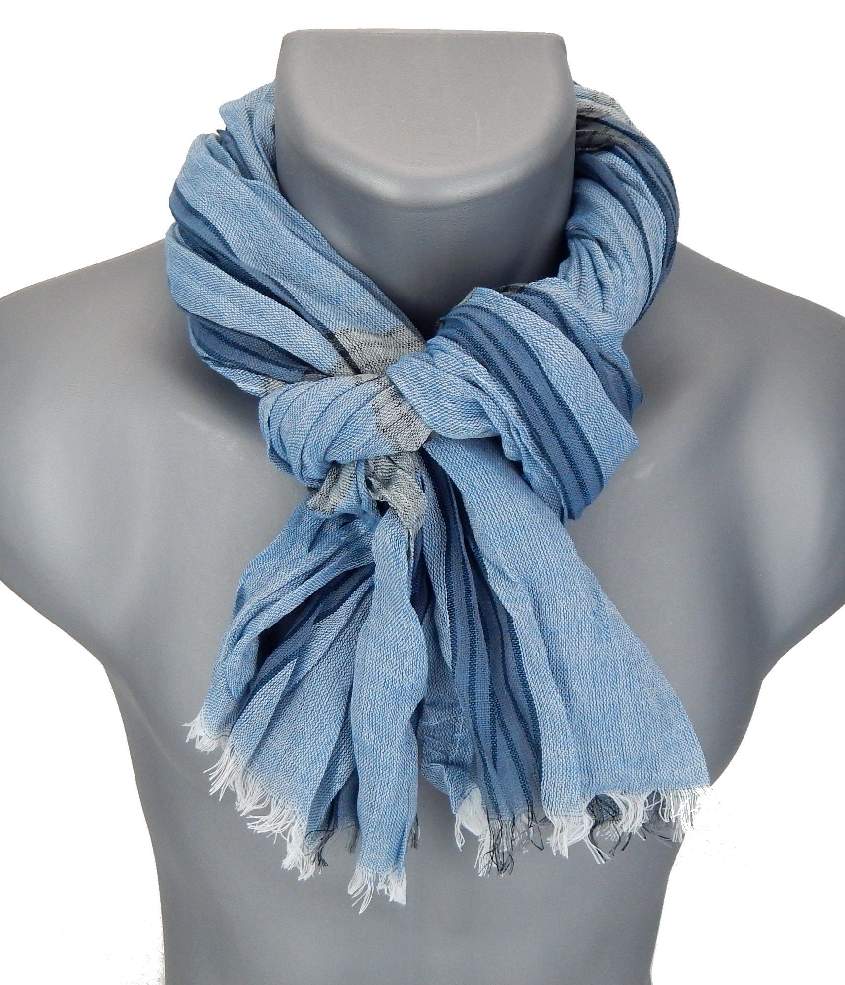 Ella Jonte Modeschal, leichter weicher Viskoseschal mit Streifenmuster & Fransen