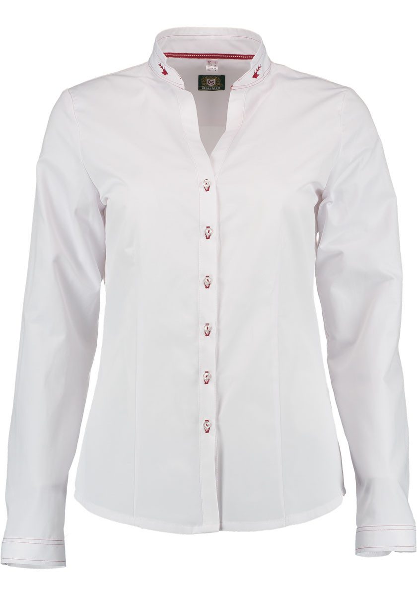 OS Trachten Trachtenbluse Ogozi Langarmbluse mit Hirsch-Stickerei am Kragen günstig online kaufen