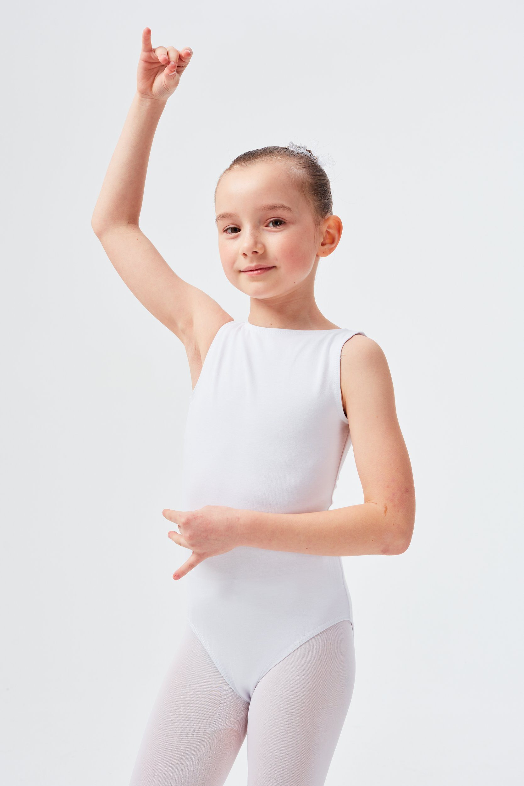 tanzmuster Body Ballettbody Linda mit tiefem Rückenausschnitt ärmelloses Trikot fürs Kinder Ballett