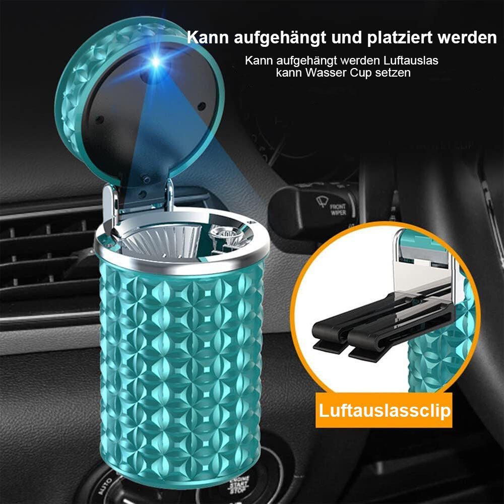 Aschenbecher mit TUABUR Mini-Mülleimer Deckel, Silber Autoaschenbecher geruchlosem