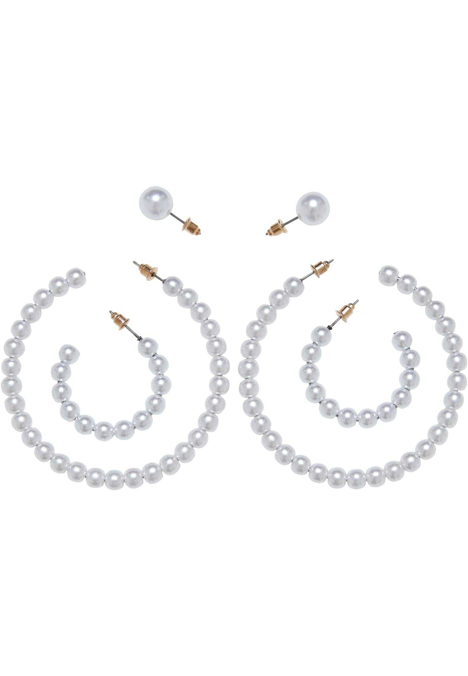URBAN CLASSICS Schmuckset Accessoires Pearl Hoop Earring 3-Pack (1-tlg)