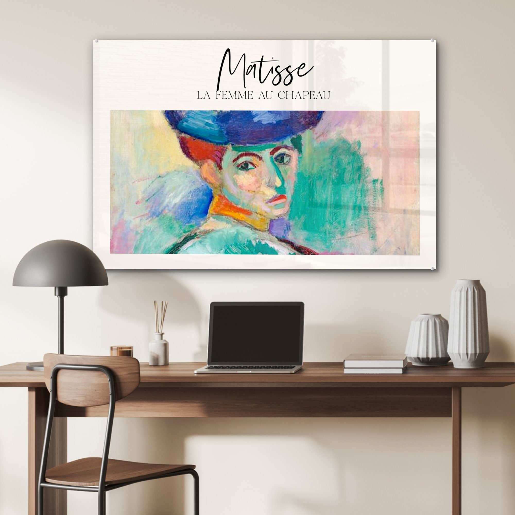 St), femme Schlafzimmer Acrylglasbilder - au MuchoWow La & Gemälde Matisse Acrylglasbild chapeau, - (1 Wohnzimmer