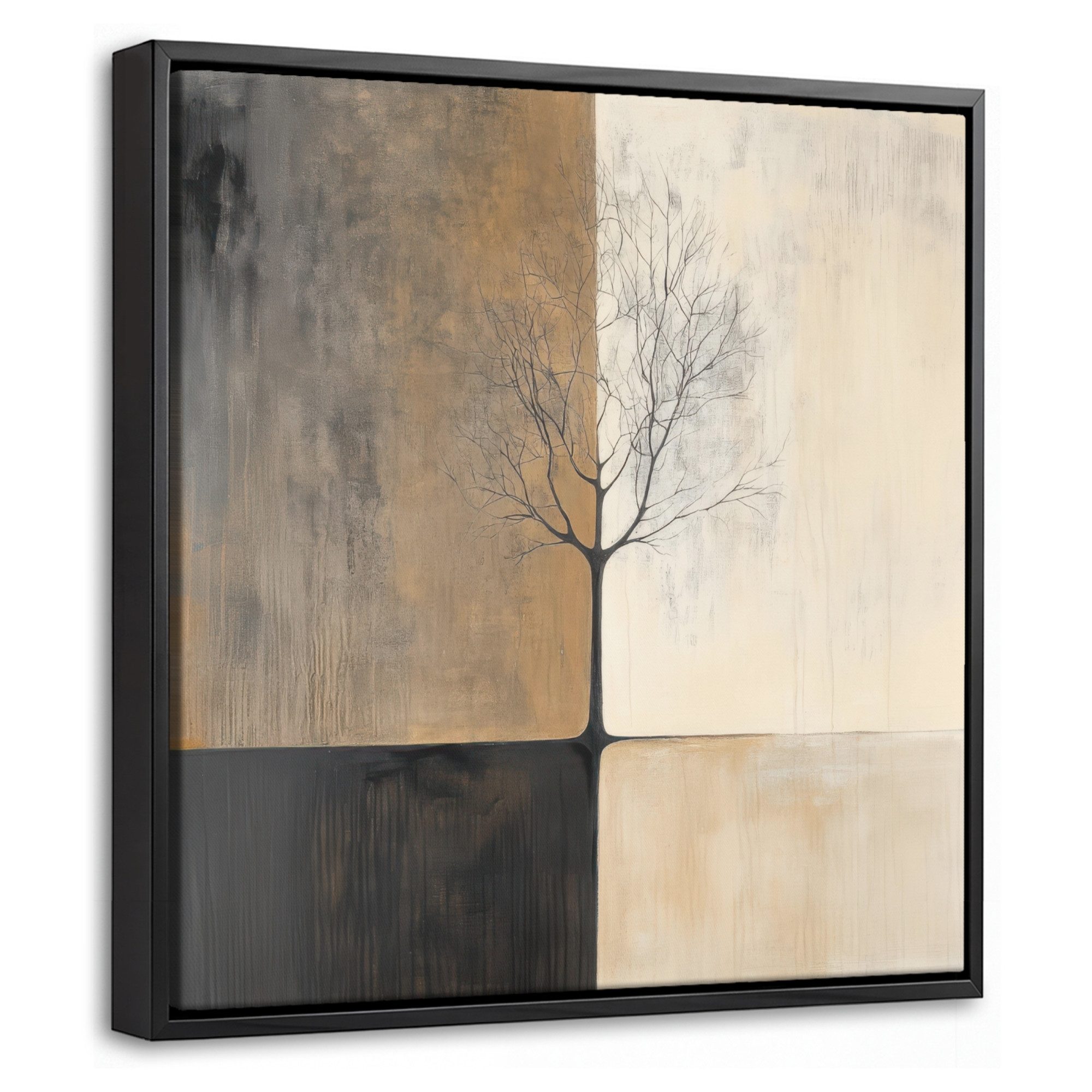 OneMillionCanvasses® Leinwandbild mit Rahmen - Baum - Ebenen - Äste - Farbverlauf, Fotodruck (1 St), Leinwand Bilder Klein, Wand Dekoration Aesthetic 20x20cm