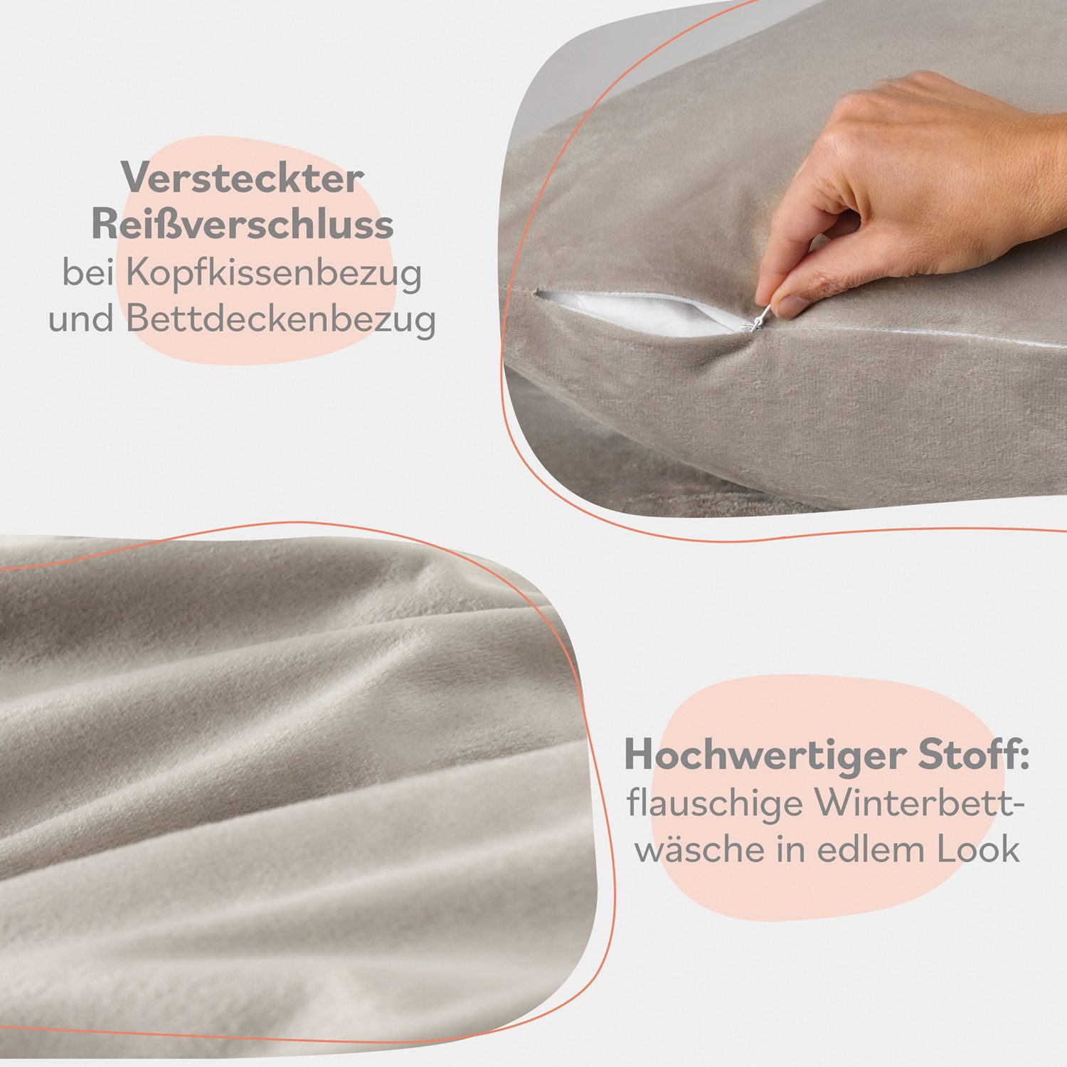 Blumtal Bettwäsche Cashmere-Touch Plüsch, warme Winterbettwäsche + Kopfkissenbezug – Bild 5 von 5