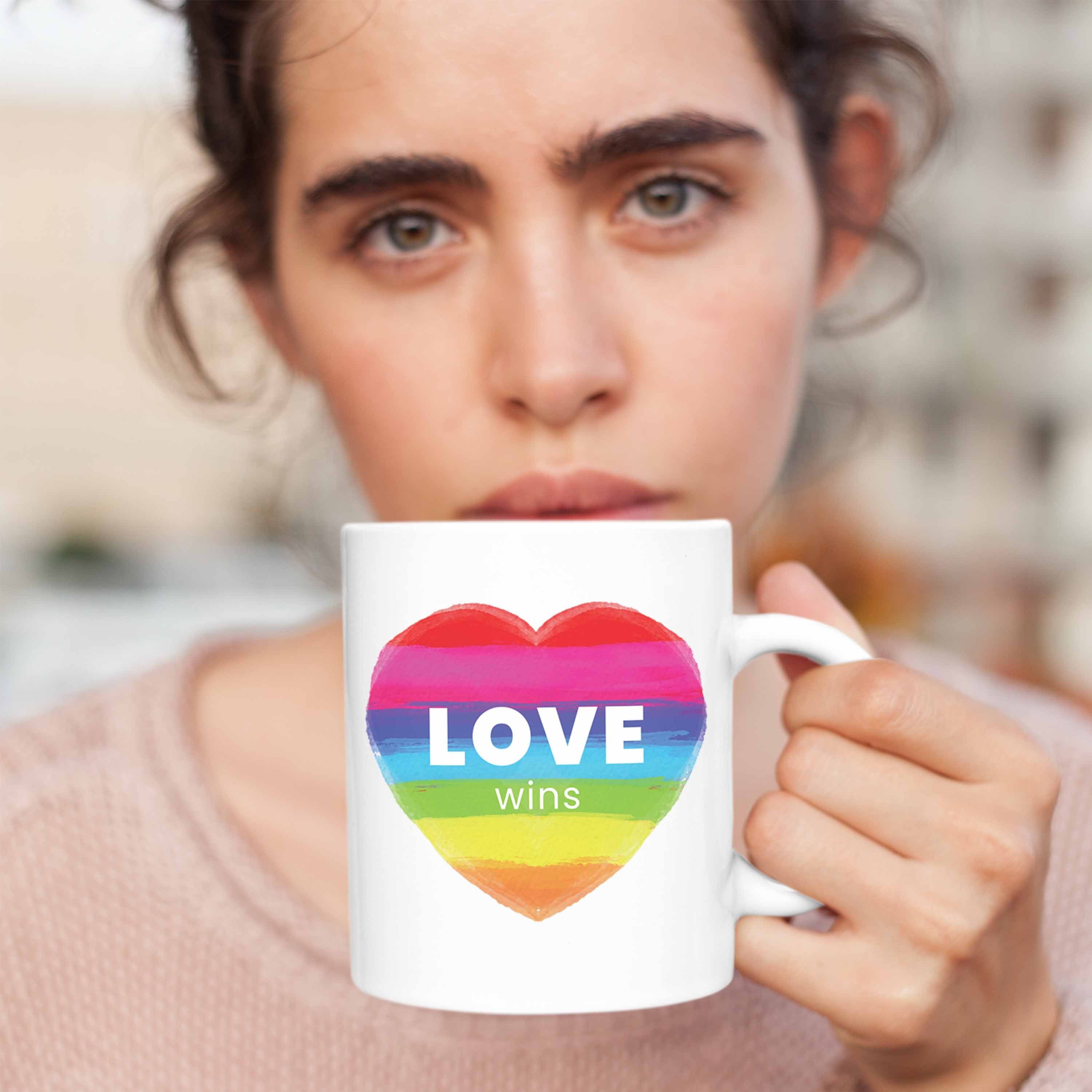 Tasse Tasse Love Trendation Grafik - Transgender Pride Weiss Lesben Regenbogen Geschenk Schwule LGBT Trendation