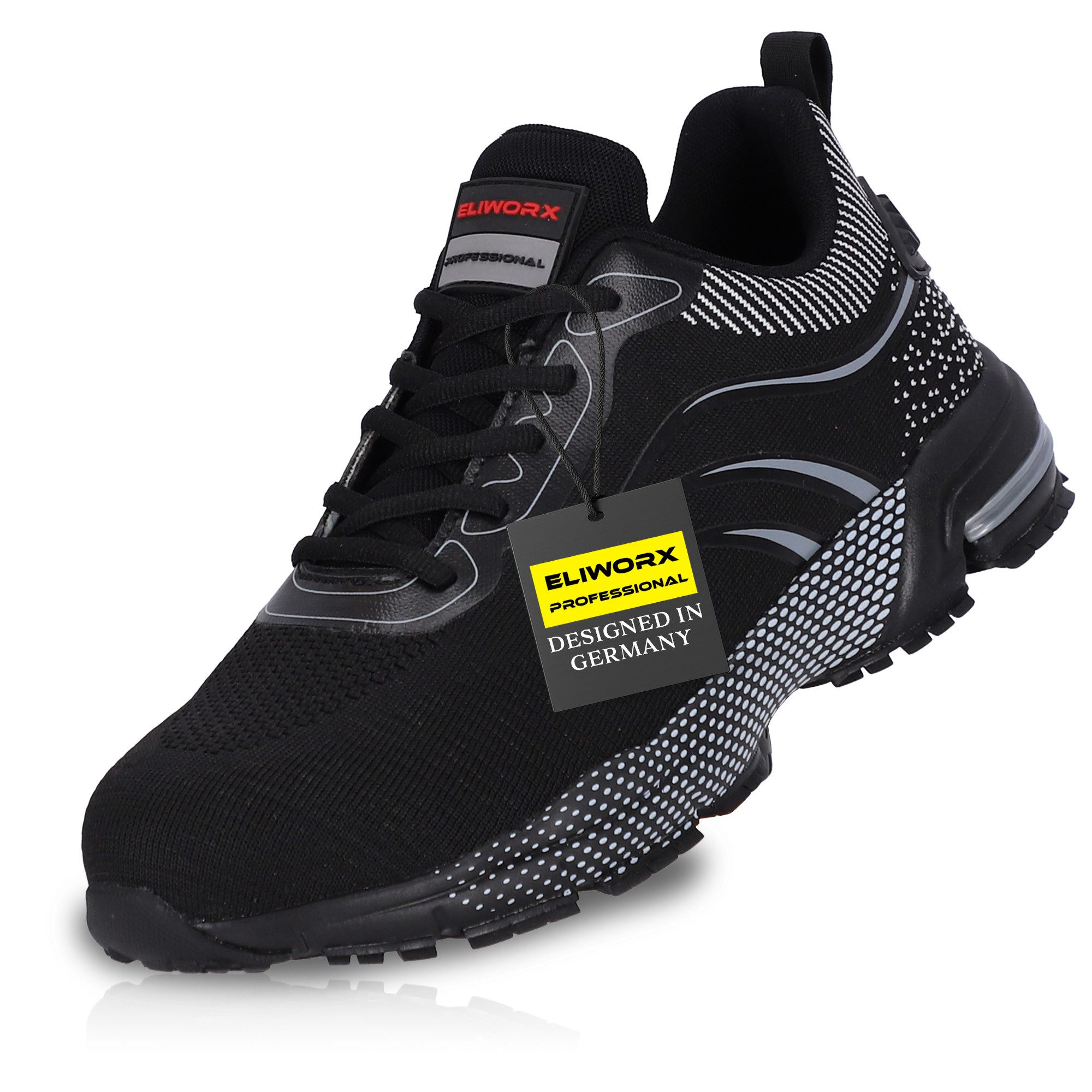 ELIWORX S1 PL Schuh mit Stahlkappe, Atmungsaktives Mesh - Arbeitsschuhe Herren Sicherheitsschuh Durchtrittsichere Zwischensohle aus Kevlar, besonders rutschhemmend