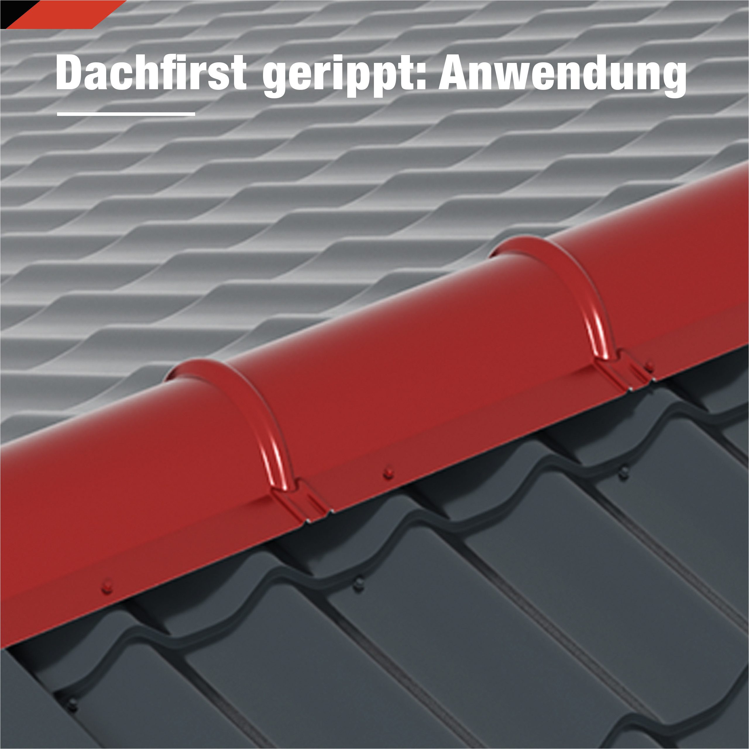 BRAVO Glattblech Dachfirst halbrund gerippt 1 m – Firstblech 0,5 mm f. Metalldachziegel, ideal für Gartenhaus, Carport, Garage und Schuppen