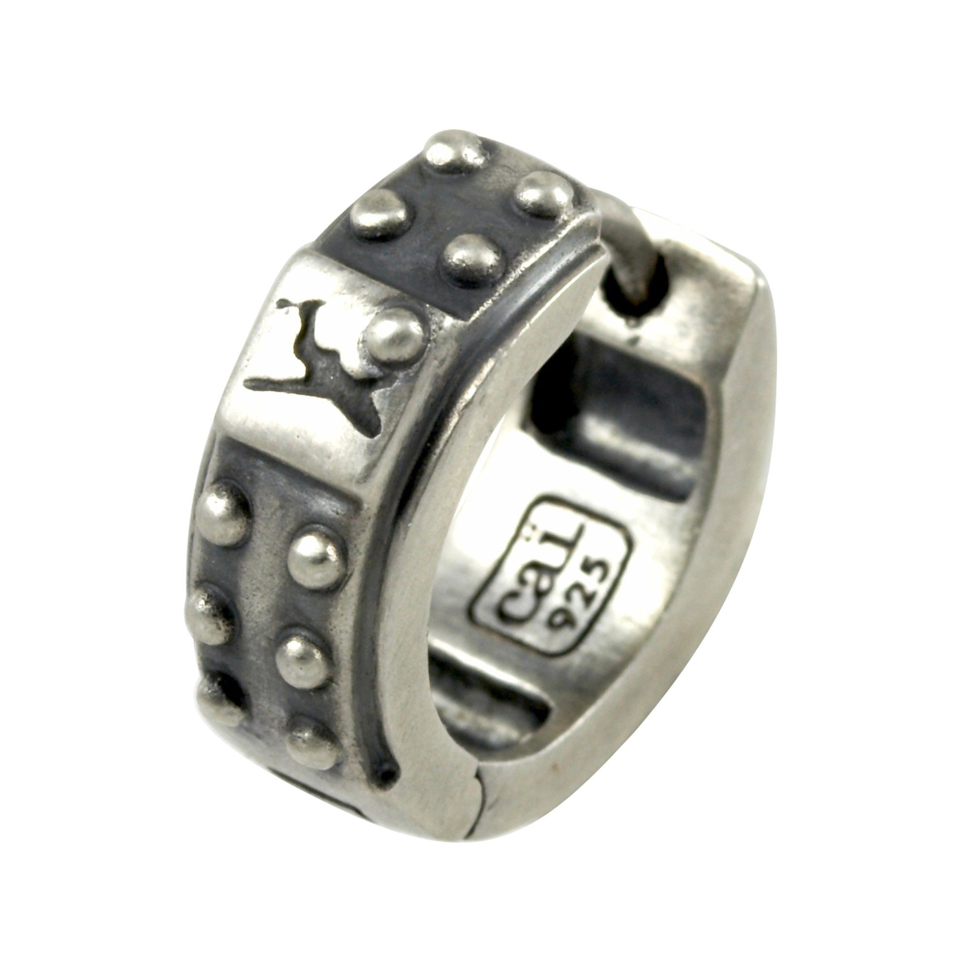 CAÏ Single-Creole Silber 925 rhodiniert und matt oxidiert