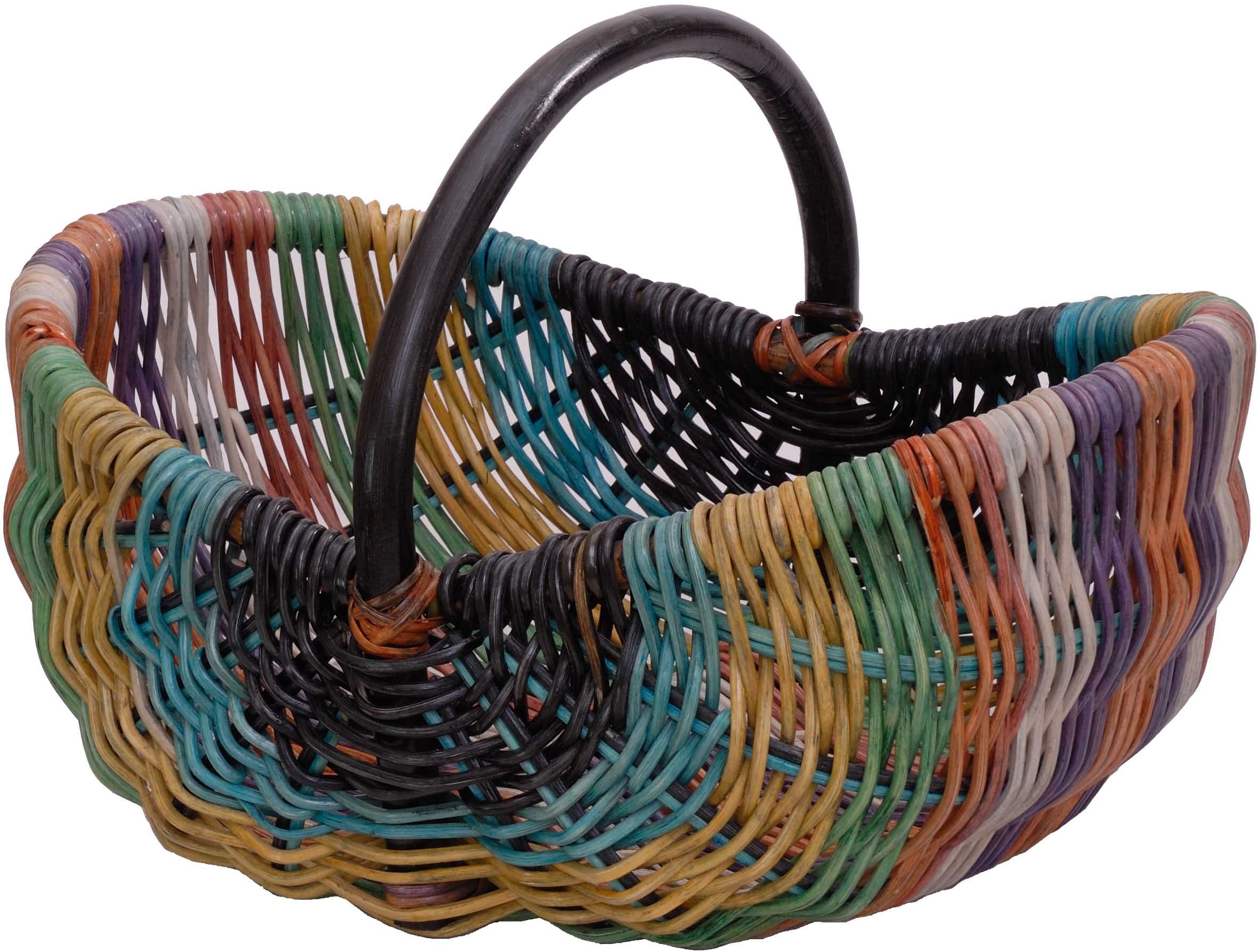 Krines Home Einkaufskorb Rattankorb mit Bügel zum Einkaufen Einkaufskorb geflochten Tragekorb, leicht und stabil mit Griff Bügelkorb Shopper