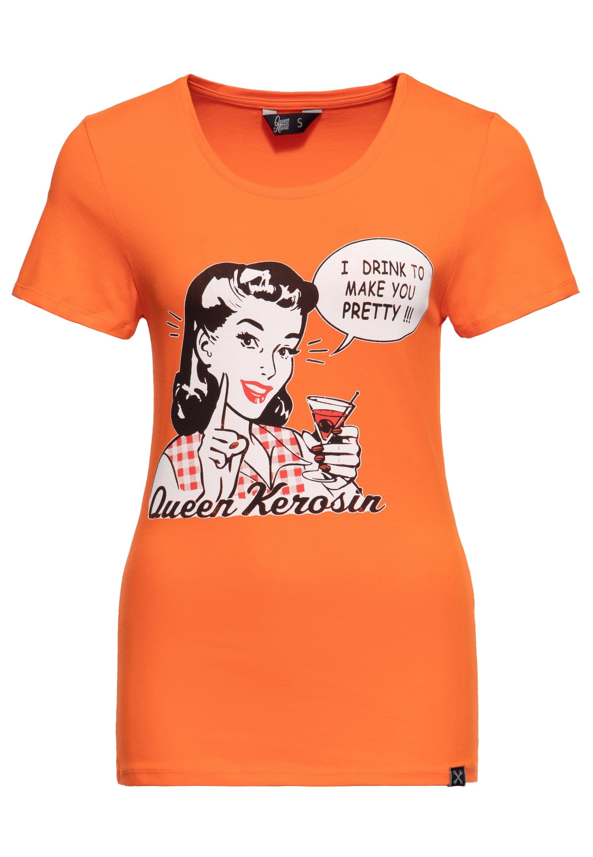 QueenKerosin Print-Shirt I Drink to make you pretty (1-tlg) mit Vintage-Motiv