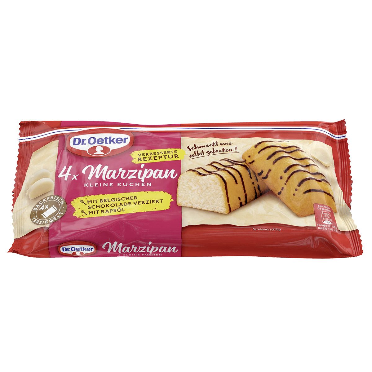 Dr. Oetker Küchenhelfer Kuchen, Dr. Oetker Kleine Marzipankuchen 4 einzeln verpackte Rührkuchen 172g