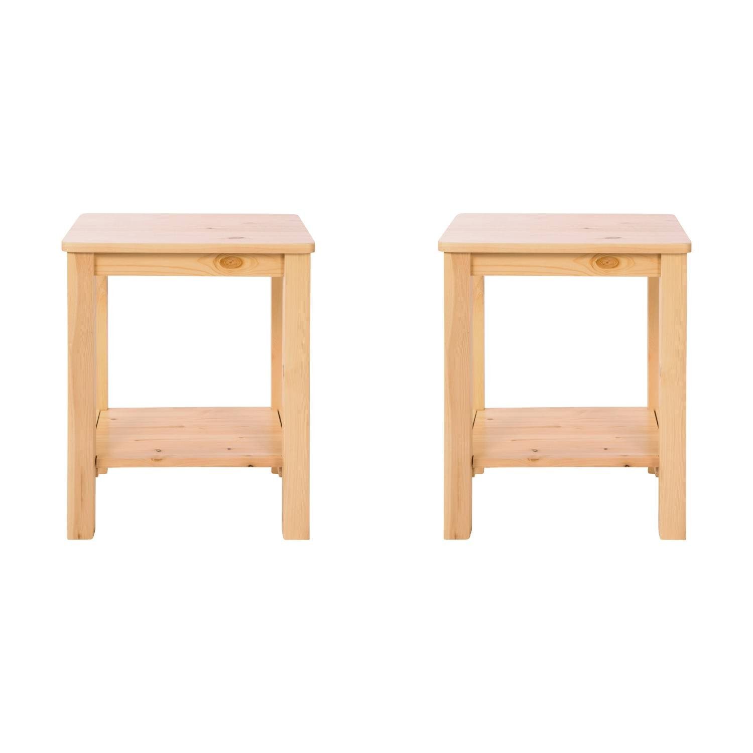 Homestyle4u Beistelltisch Hocker mit Stauraum Natur 2er Set Holz Massiv Sit günstig online kaufen