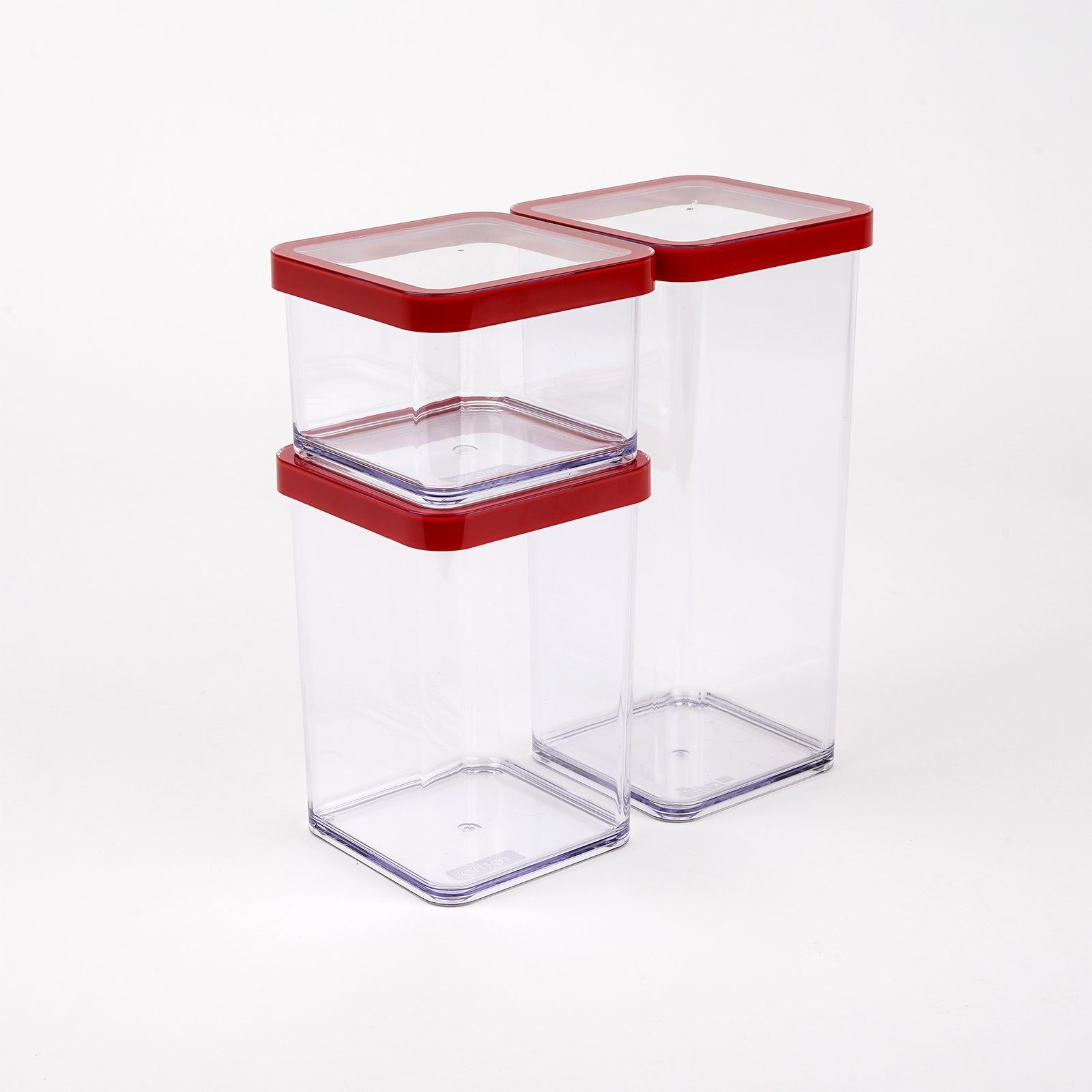 ROTHO Vorratsdose Loft 3er-Set Vorratsdosen verschiedene Größen, lebensmittelechter Kunststoff (PP) BPA-frei, (Vorratsdosenset, Set 3-tlg) Transparent / Rot