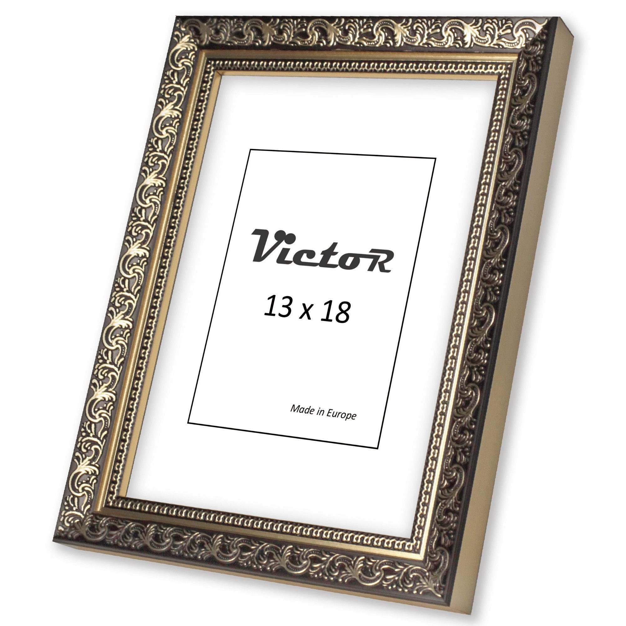 Victor (Zenith) Bilderrahmen Vinci, Bilderrahmen Schwarz Gold 13x18 cm, Bilderrahmen Barock, Antik