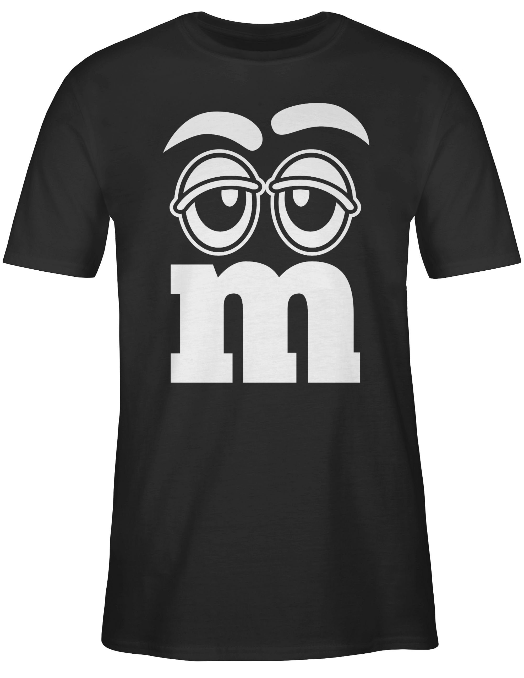 T-Shirt Faschingskostüm 01 Gesicht Fasching Gruppen & Schwarz Aufdruck Shirtracer Karneval M&M