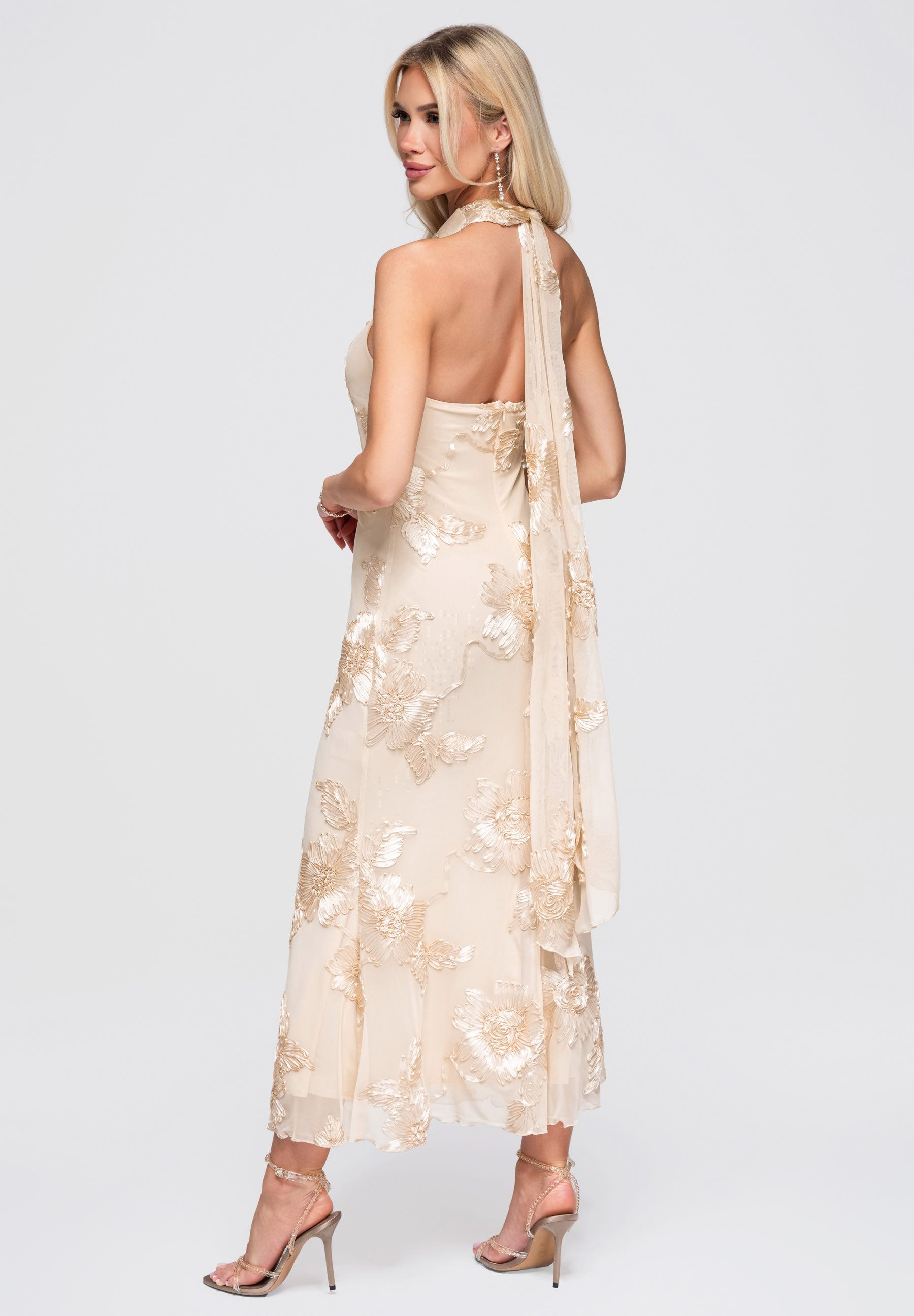 OMBRE Abendkleid Dress LA-OM-DLR378 ecru XS Beige M (kein Set, 1-tlg)
