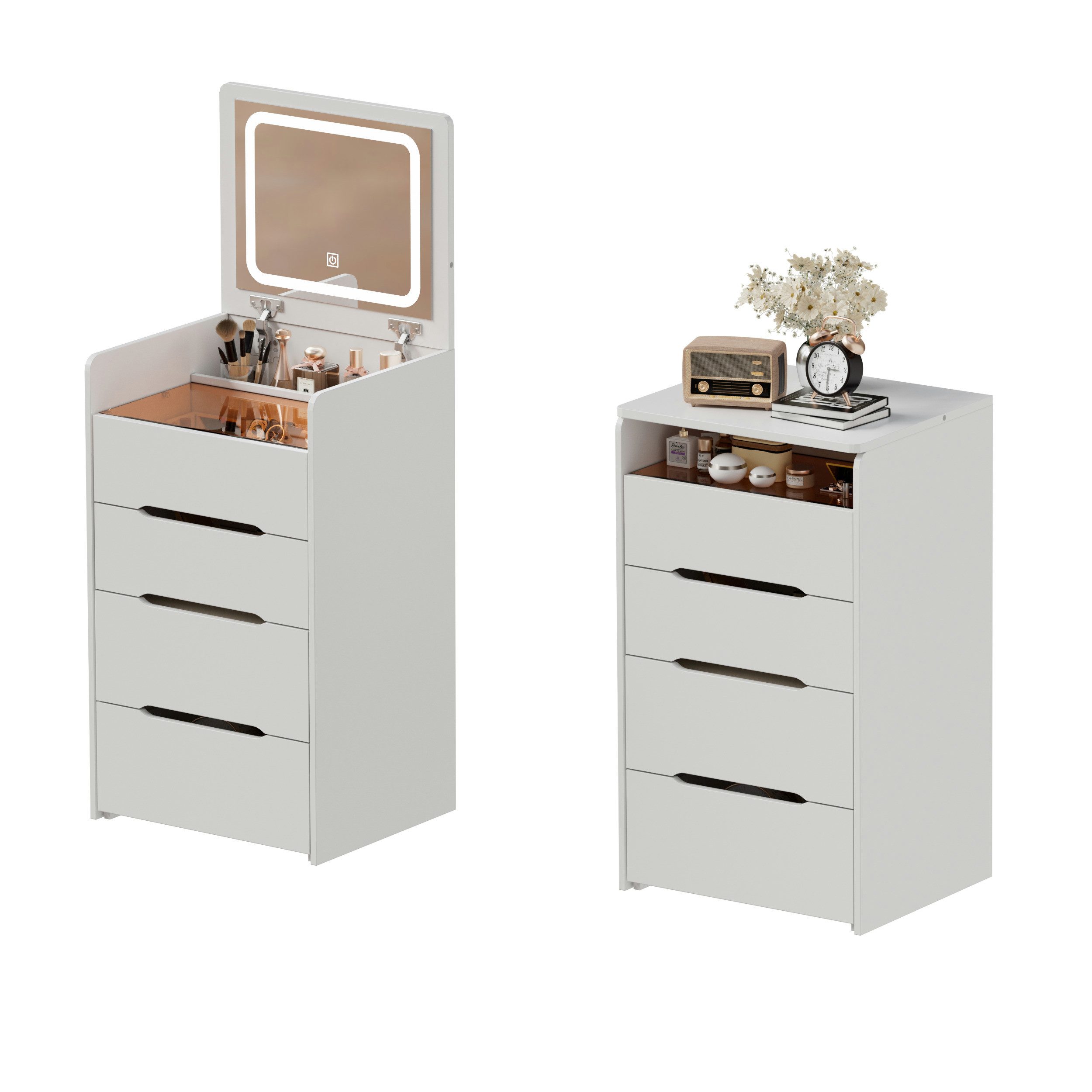 TWSOUL Schminktisch Multifunktionaler Schminktisch, Schminktisch mit LED-Be günstig online kaufen