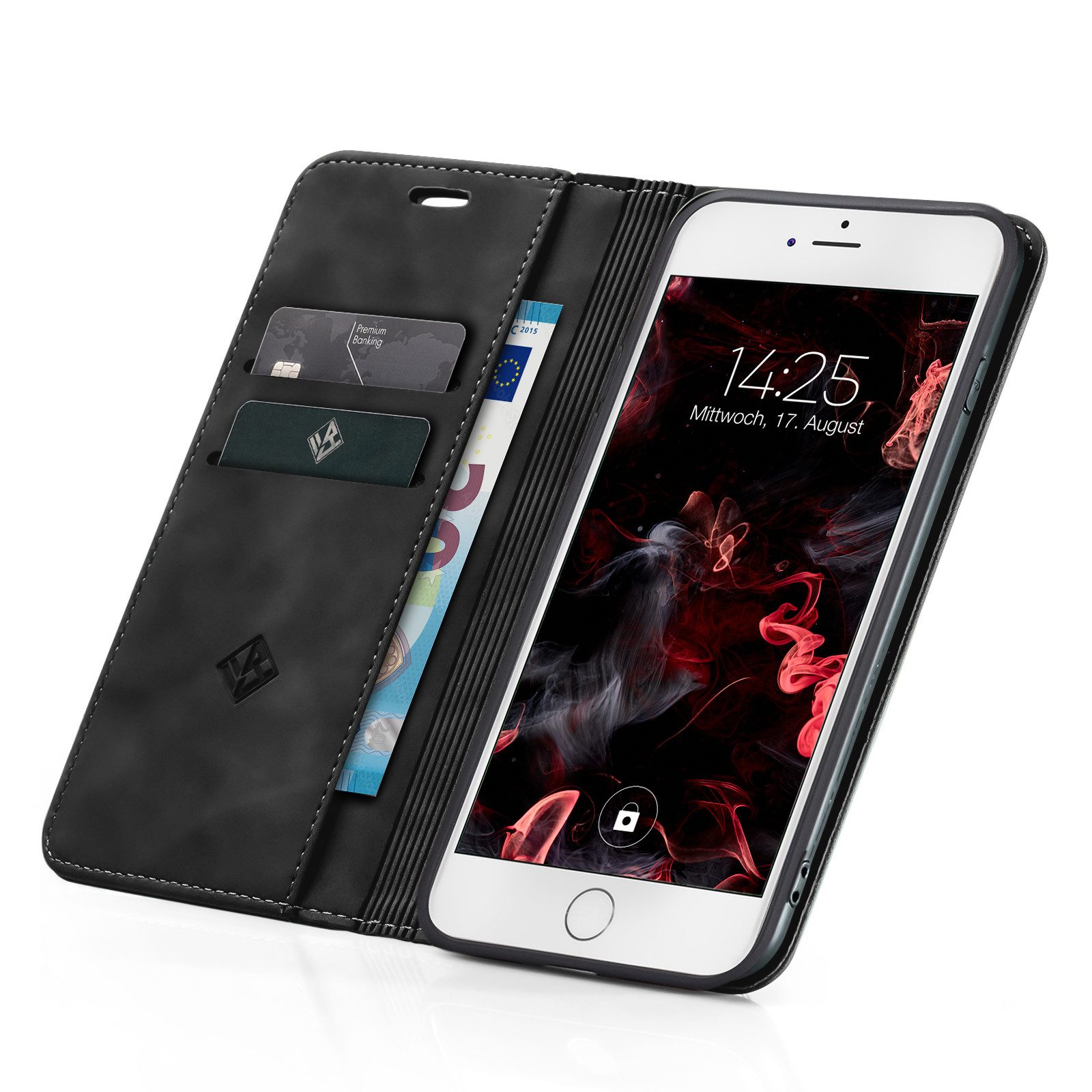 Tec-Expert Handyhülle Tasche Hülle für Apple iPhone 7 / 8 / SE 4.7 Zoll, 4.7, Cover Klapphülle Case mit Kartenfach Fliphülle aufstellbar