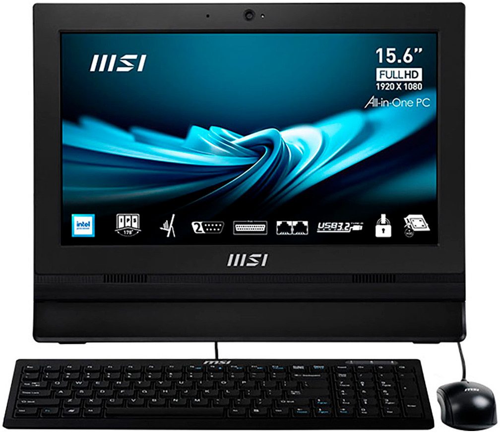 MSI PRO AP162T ADL All-in-One PC (15,6 Zoll, Intel N 100 N100, UHD Graphics, 4 GB RAM, 128 GB SSD, Luftkühlung)