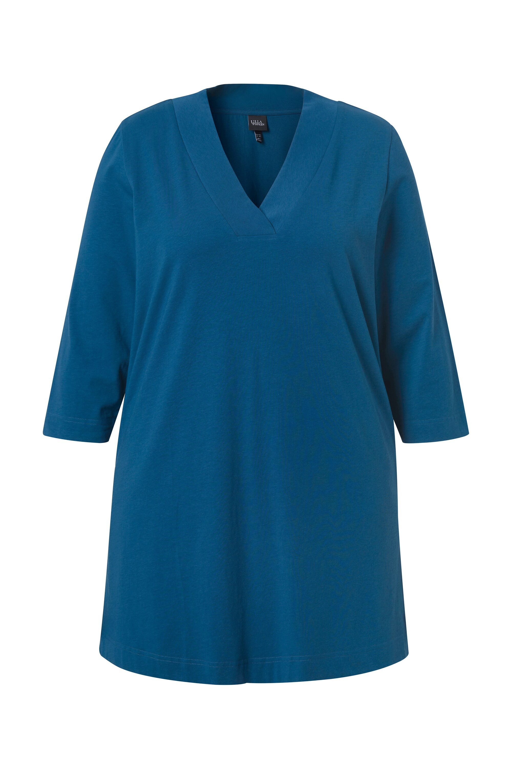 Ulla Popken T-Shirt Longshirt A-Linie V-Ausschnitt 3/4-Arm günstig online kaufen
