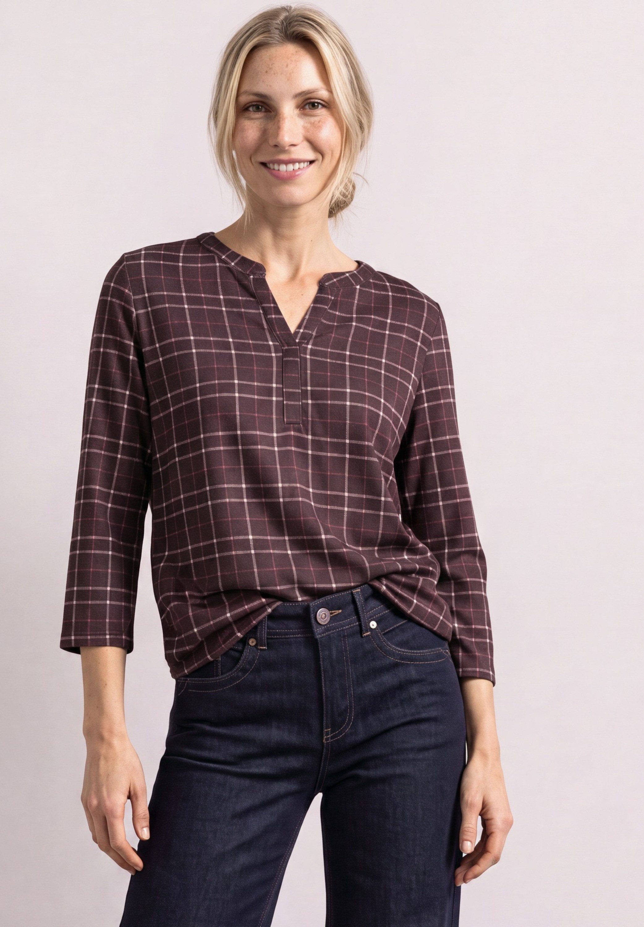 STREET ONE 3/4-Arm-Shirt Elastiksaum mit Knotendetail