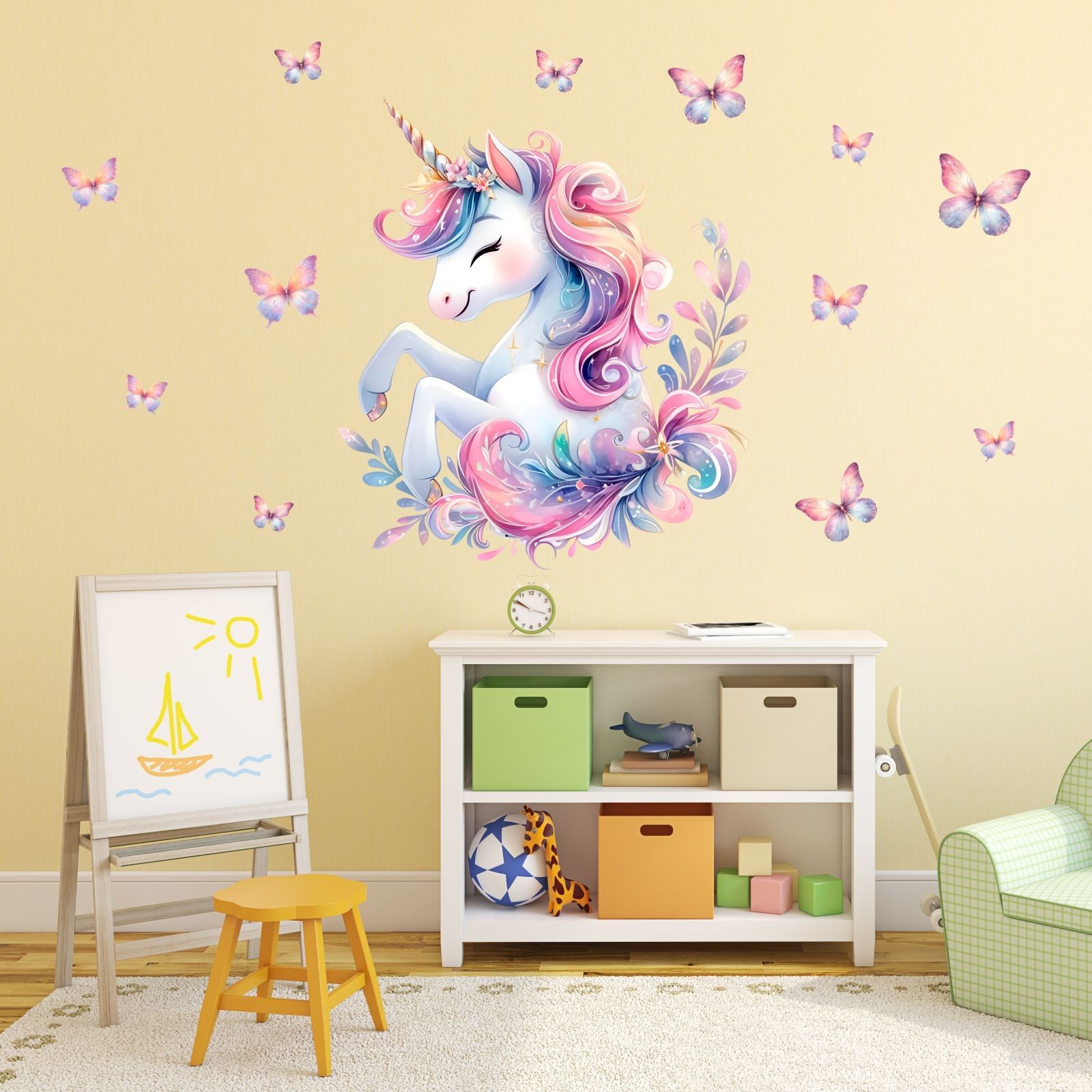 nikima Wandtattoo 248 Wandtattoo Einhorn mit Schmetterlingen - Größe 500 x günstig online kaufen