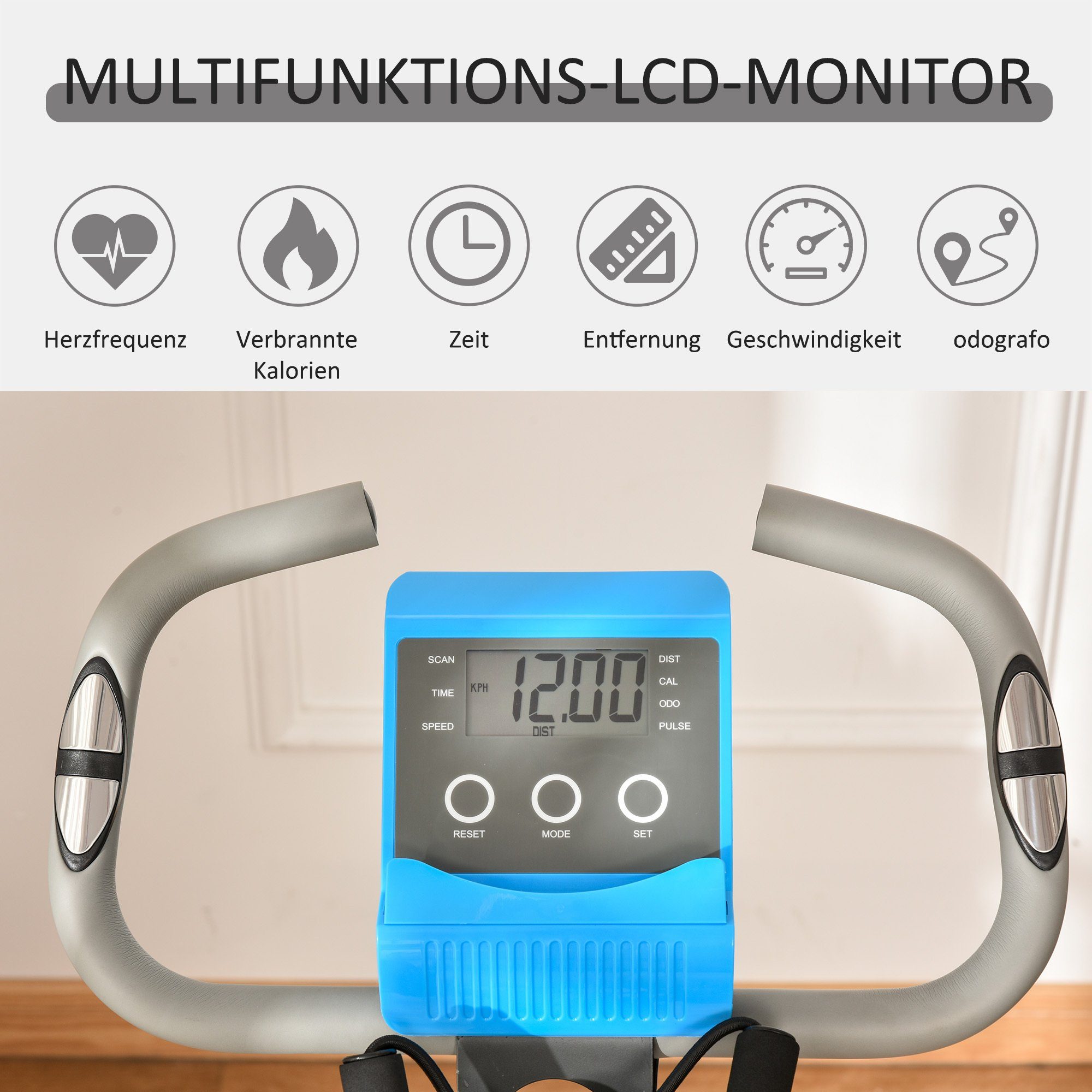 HOMCOM Heimtrainer Fahrradtrainer mit LCD Display