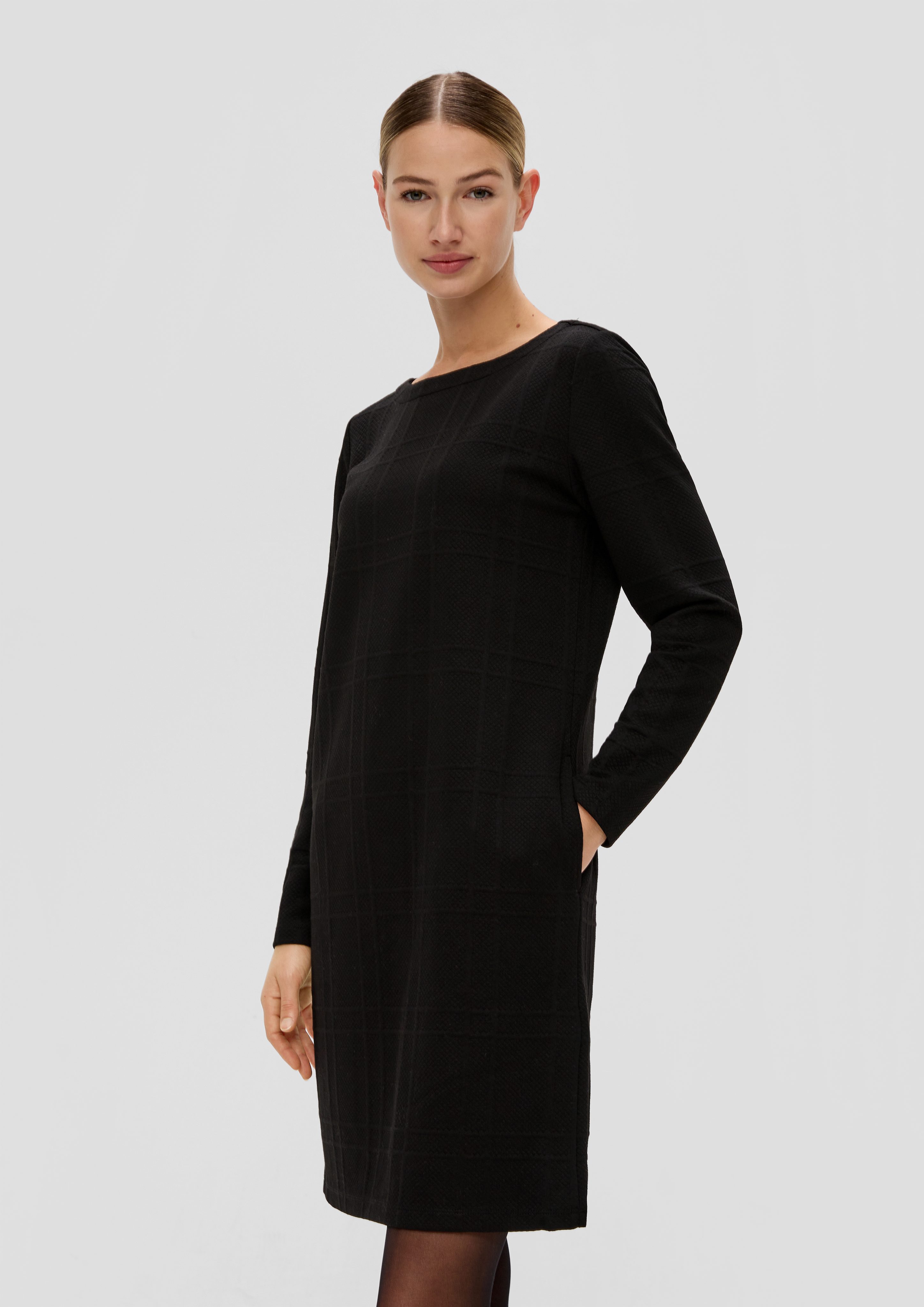 Viskose Jacquard-Kleid schwarz Minikleid mit s.Oliver