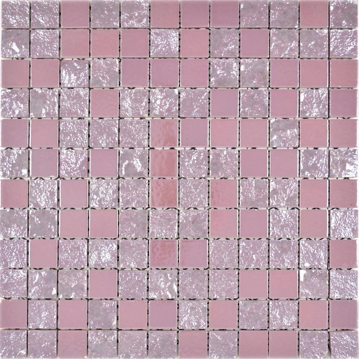 Mosafil Mosaikfliesen Keramikmosaik Fliesen Shogun 3D, Keramik 31.600x31.600, pink, Verlegefertig auf ein Netz geklebt - Frostsicher - Wasserfest