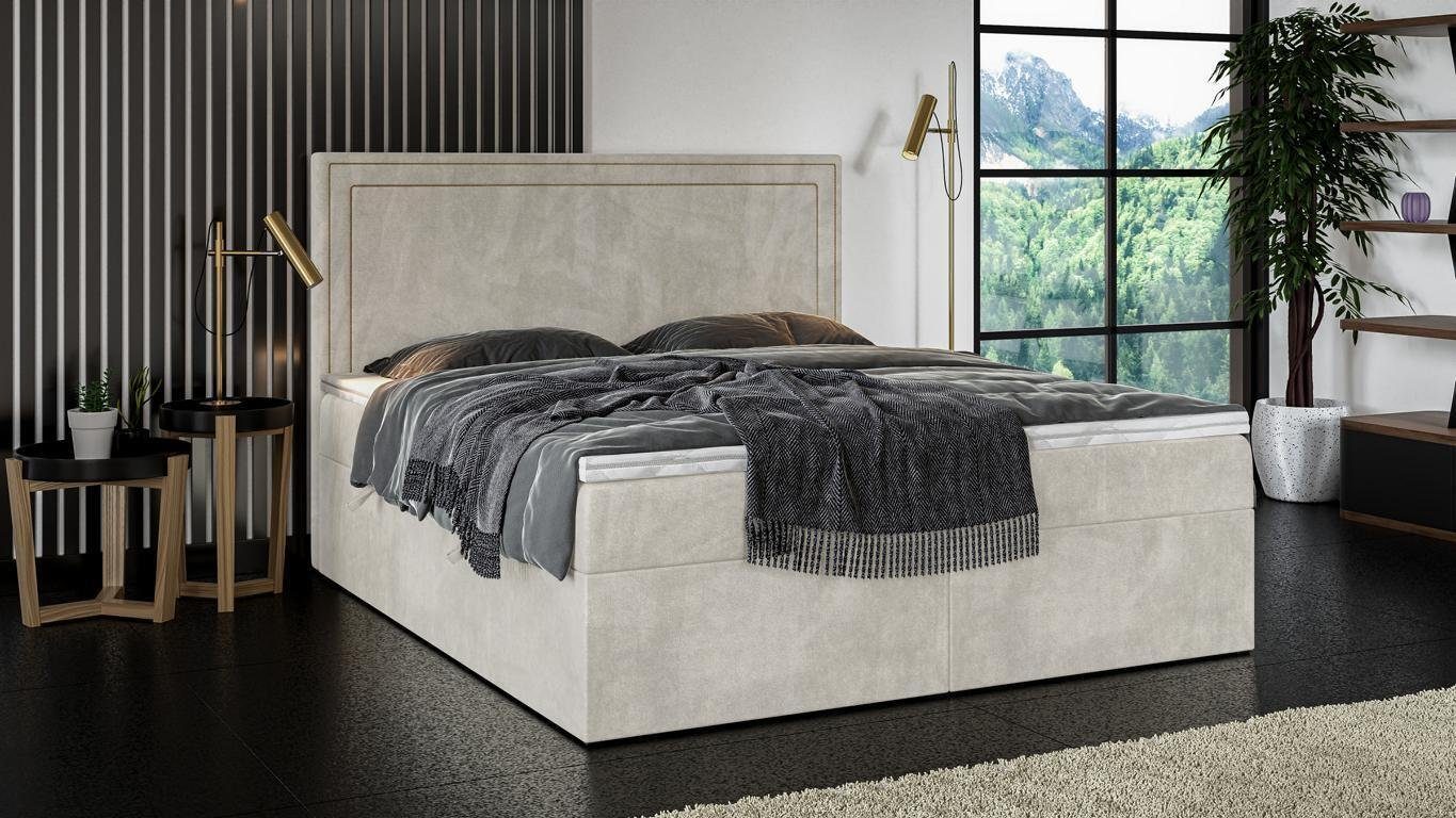 Design Luxus Europa Polster Boxspringbett JVmoebel Made Schlafzimmer Boxspringbett, Doppel in Bett Beige Modernes