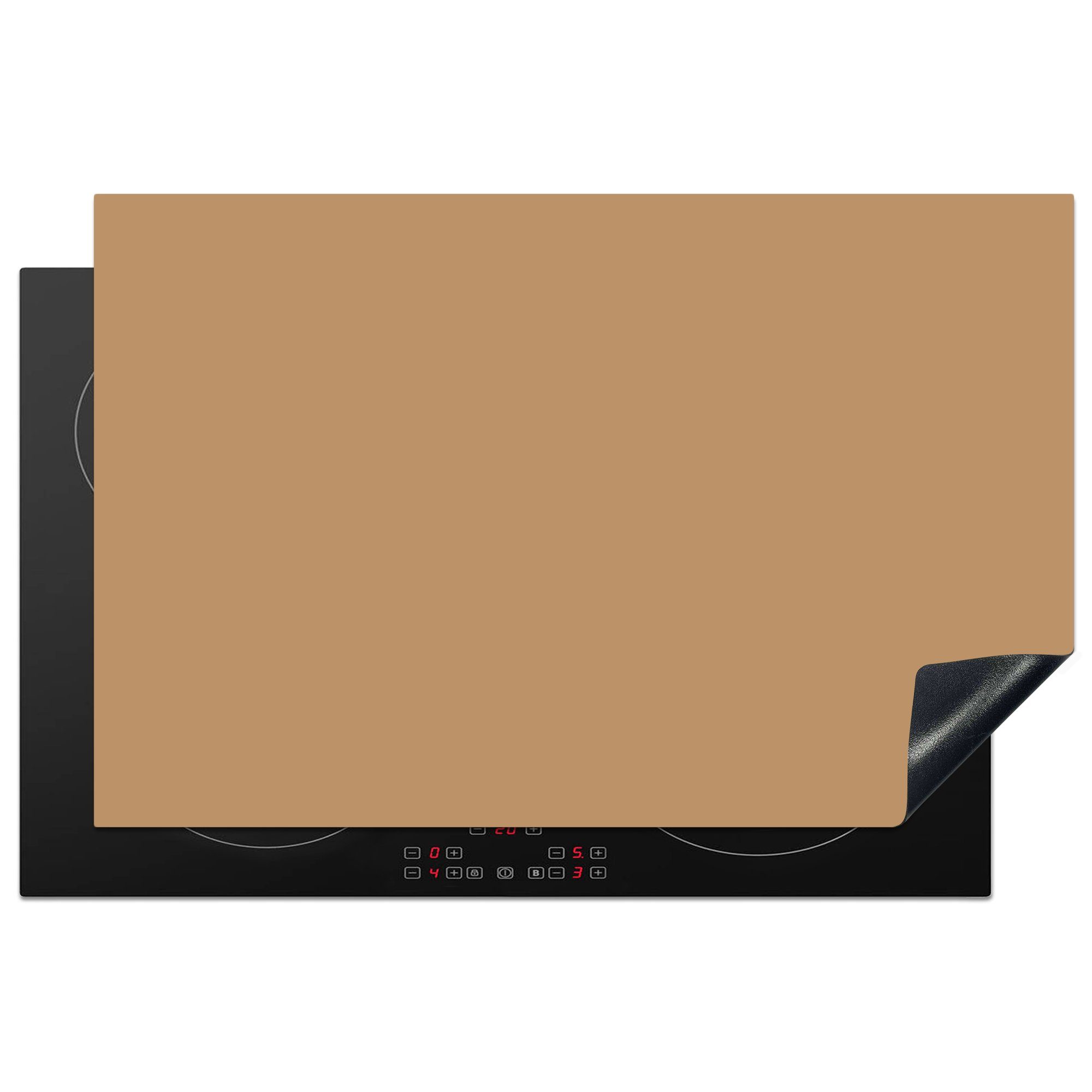 MuchoWow Herdblende-/Abdeckplatte Braun - Unifarbener Druck, Vinyl, (1 tlg), 81x52 cm, Induktionskochfeld Schutz für die küche, Ceranfeldabdeckung