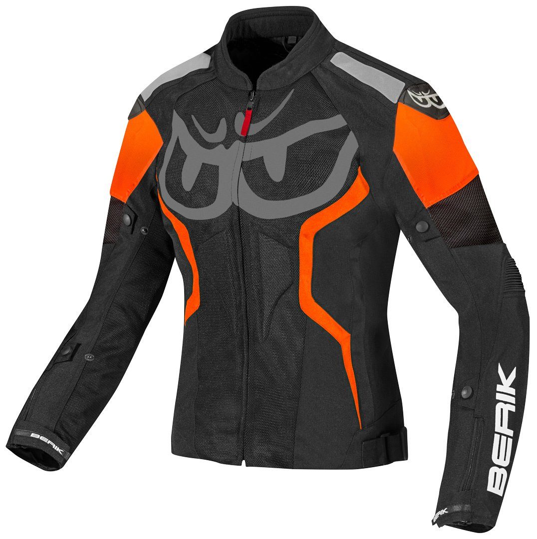 Damen Imola Motorradjacke Motorrad Textiljacke Air Berik Black/White/Orange