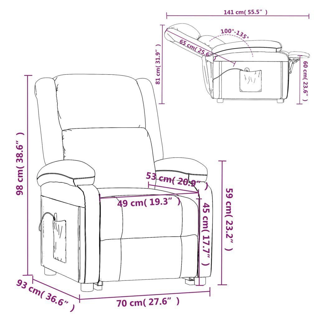 Massagesessel Massagesessel Dunkelgrau Kunstleder vidaXL (1-St) Stoff und