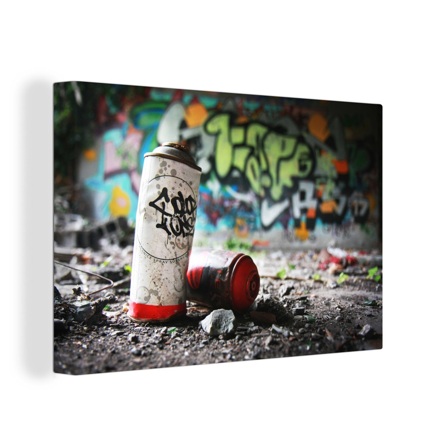 OneMillionCanvasses® Leinwandbild Leere Graffiti-Busse, (1 St), Wandbild Leinwandbilder, Aufhängefertig, Wanddeko, 30x20 cm