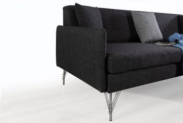 JVmoebel Ecksofa Schwarzes Designer Luxuriöses Polster L-Form Sofa Robuste Eckcouch, 1 Teile, Made in Europa