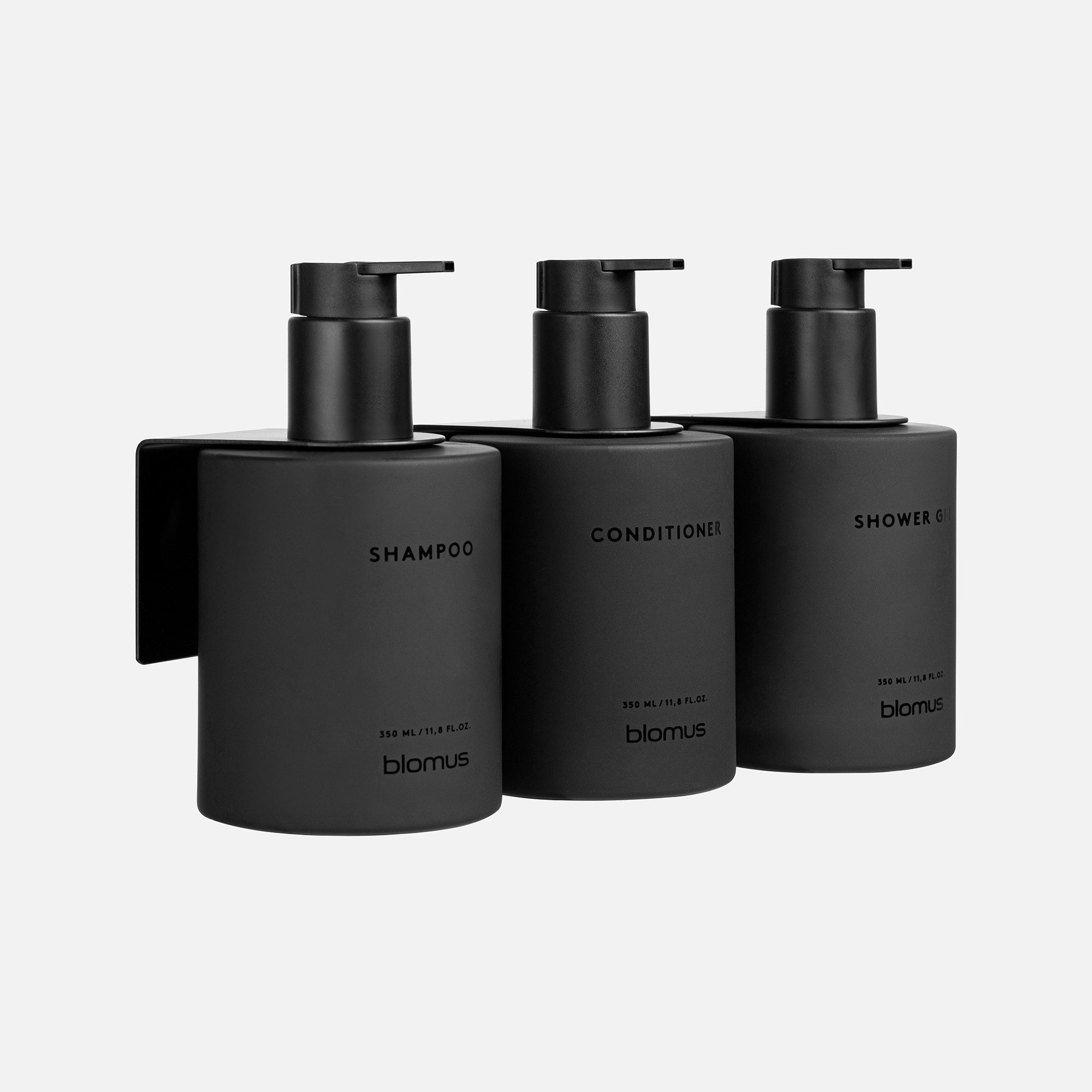 blomus Seifenspender Glasflaschen 3er Set -KIREI- Shampoo, Duschgel & Conditioner Spender, (3er-Set, 3-tlg), Stilvolle Glasflasche, Nachhaltig, inkl. Wandhalterung, Bad