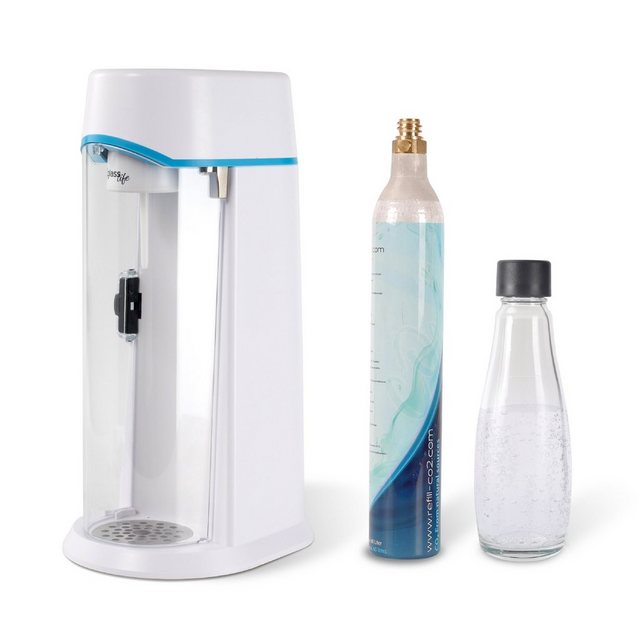Zoomyo Wassersprudler Wassersprudler mit Glasflasche im edlen Karaffendesign