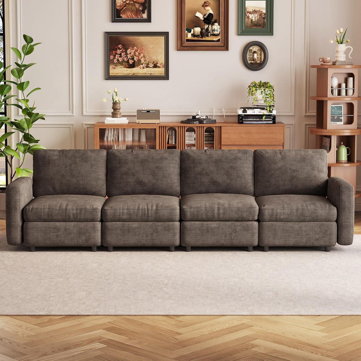 LuxusKollektion 4-Sitzer Sofa modular Cloud Couch Stoff Direkte Reihe - 4 Personen
