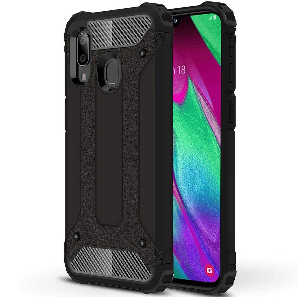 FITSU Handyhülle Outdoor Hülle für Samsung Galaxy A40 Schwarz, Robuste Handyhülle Outdoor Case stabile Schutzhülle mit Eckenschutz